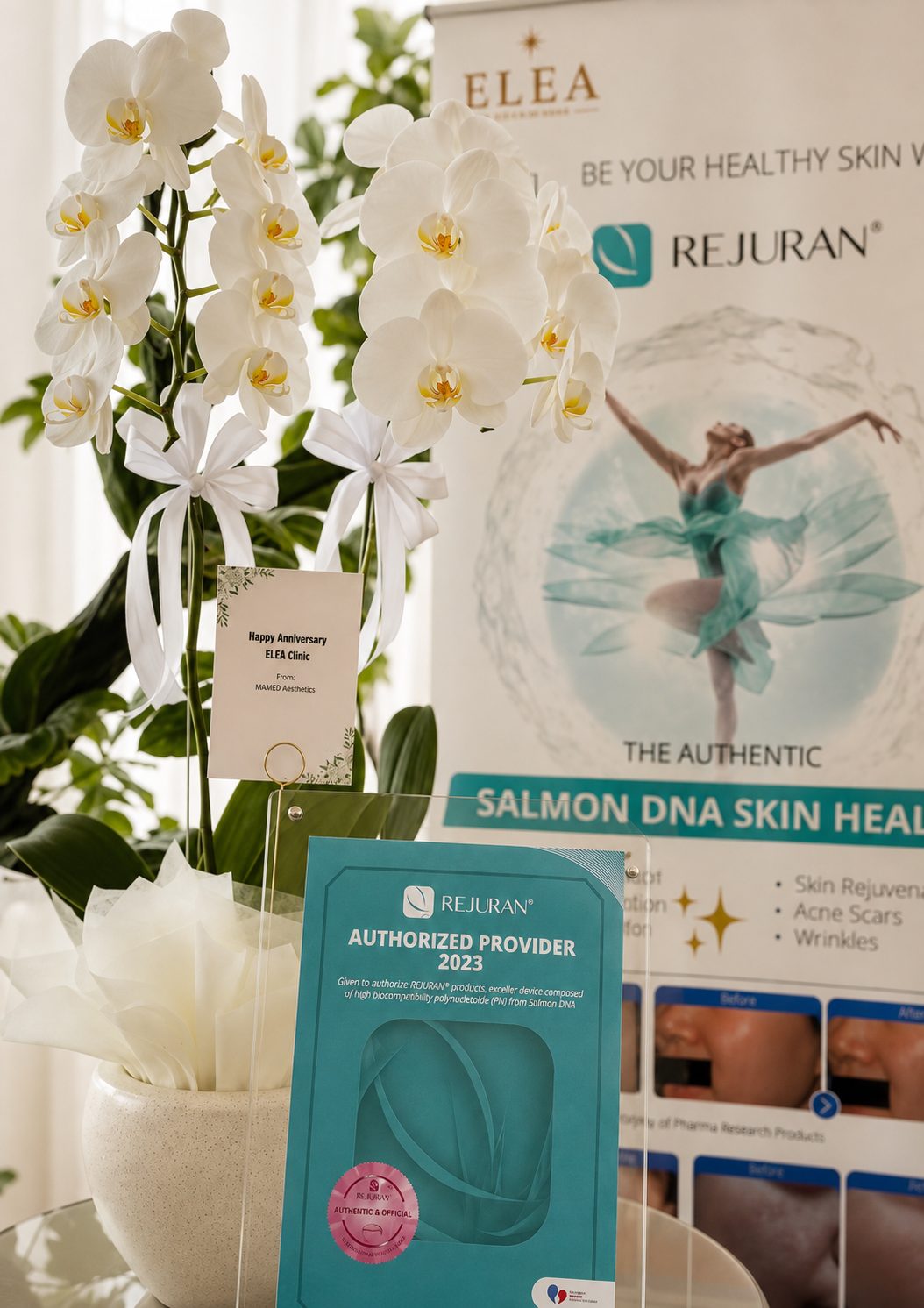 Rejuran authorised provider display at Elea Clinic Bali