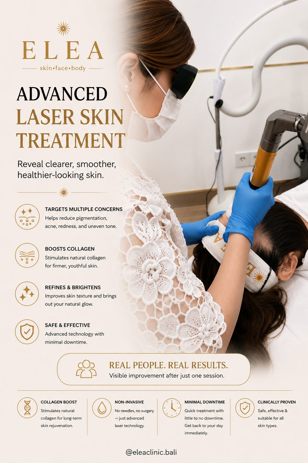 Advanced laser skin treatment for pigmentation at Elea Clinic Bali