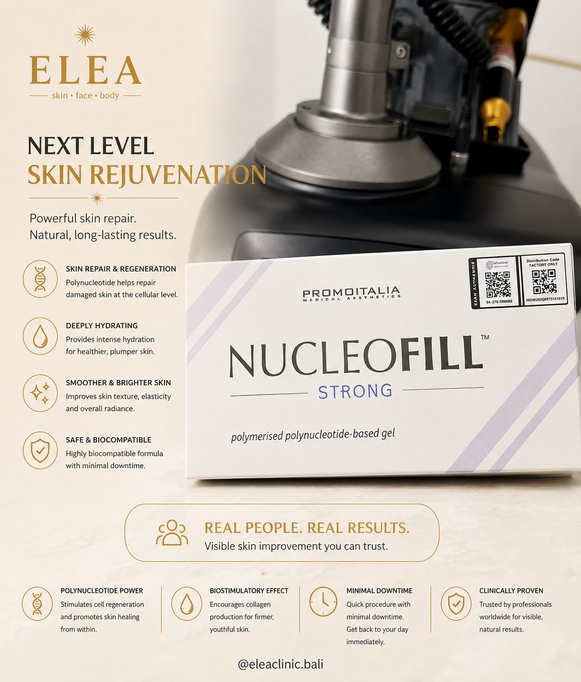 Genuine Nucleofill polynucleotide skin booster as used at Elea Clinic Bali
