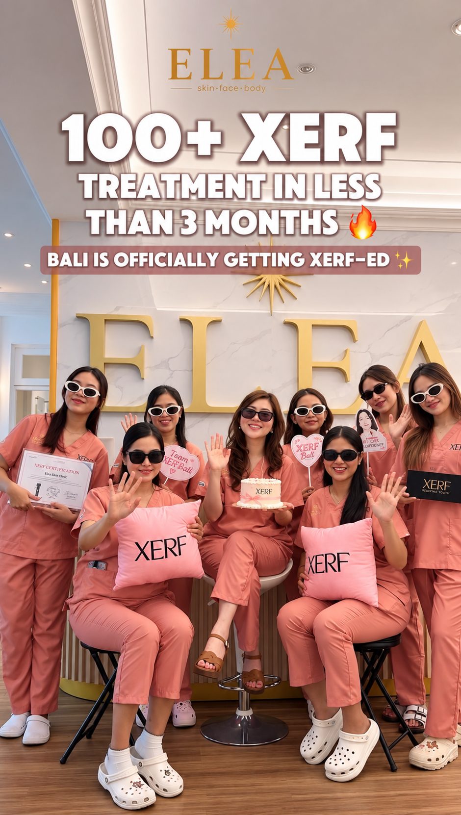Elea Clinic Bali team marking more than 100 XERF treatments in under three months, Denpasar