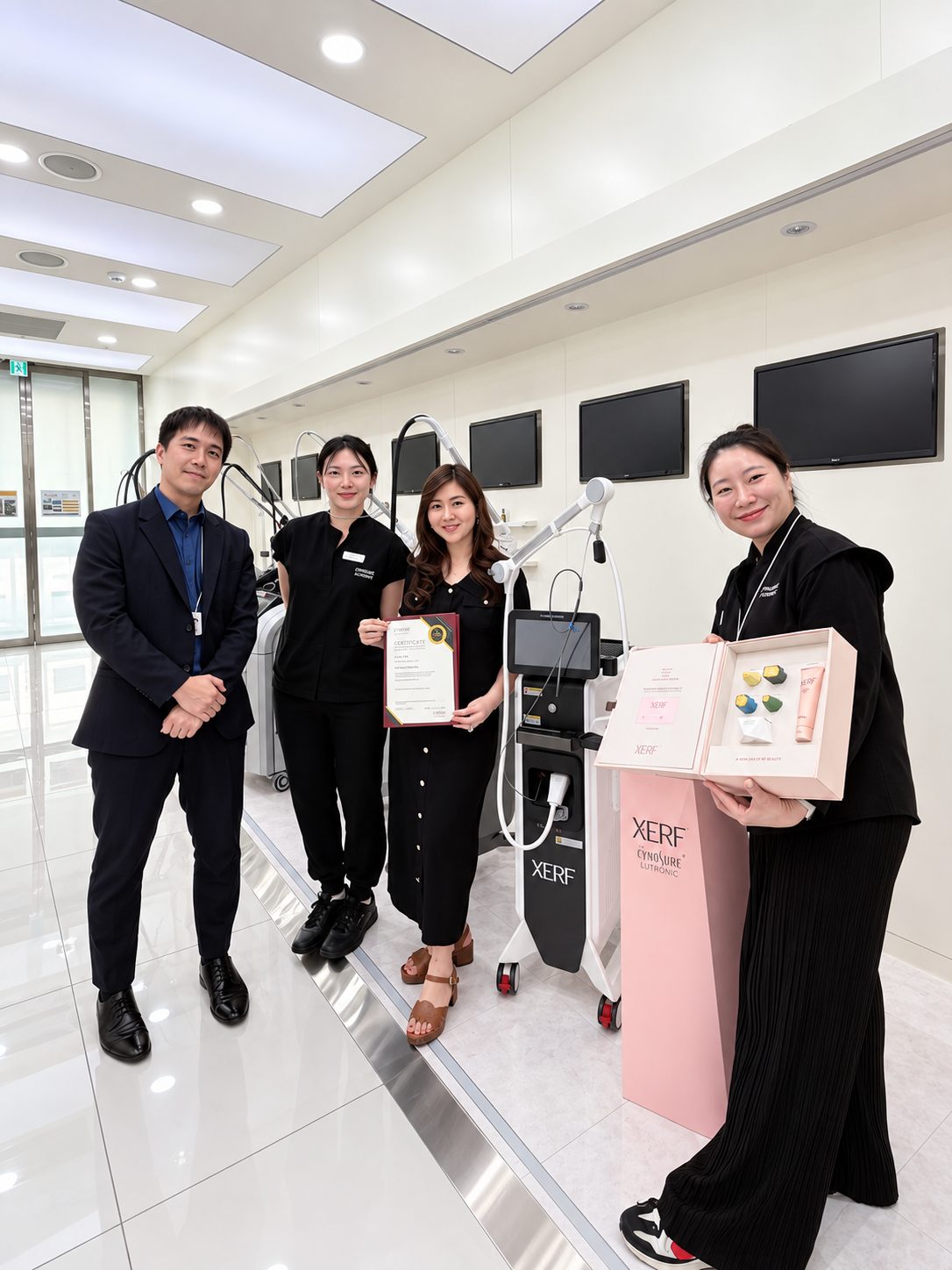 dr. Jesslyn Amelia at the Cynosure Lutronic Academy training facility in Korea with the XERF system